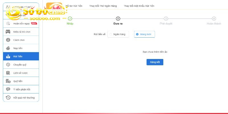 Truy cập giao diện tạo phiếu rút