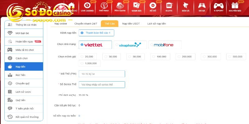Xác nhận phiếu nạp tiền Sodo66
